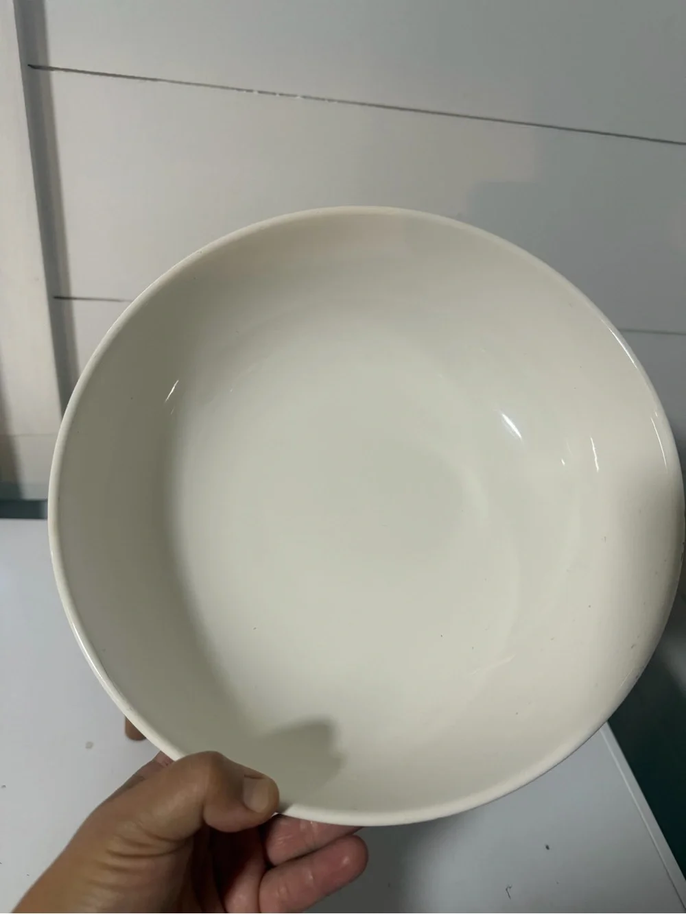 Vintage 1950’s White Ceramic Bowl with Brass Stand